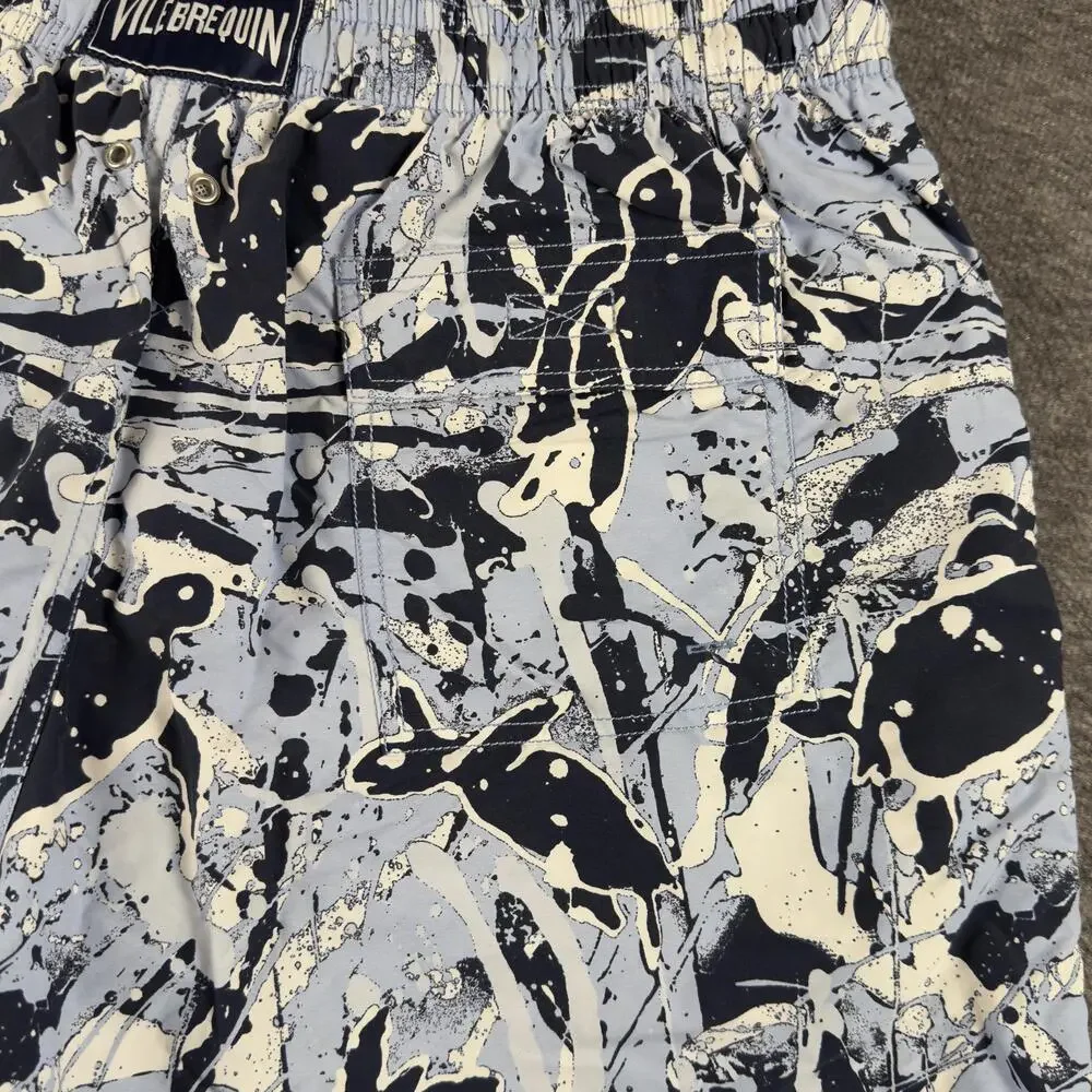 Vilebrequin Swim Shorts Mens 2XL Blue Turtle Print Trunks Mesh Lined Quick Dry